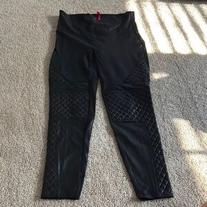 SPANX Black Textured Leggings High-Waisted